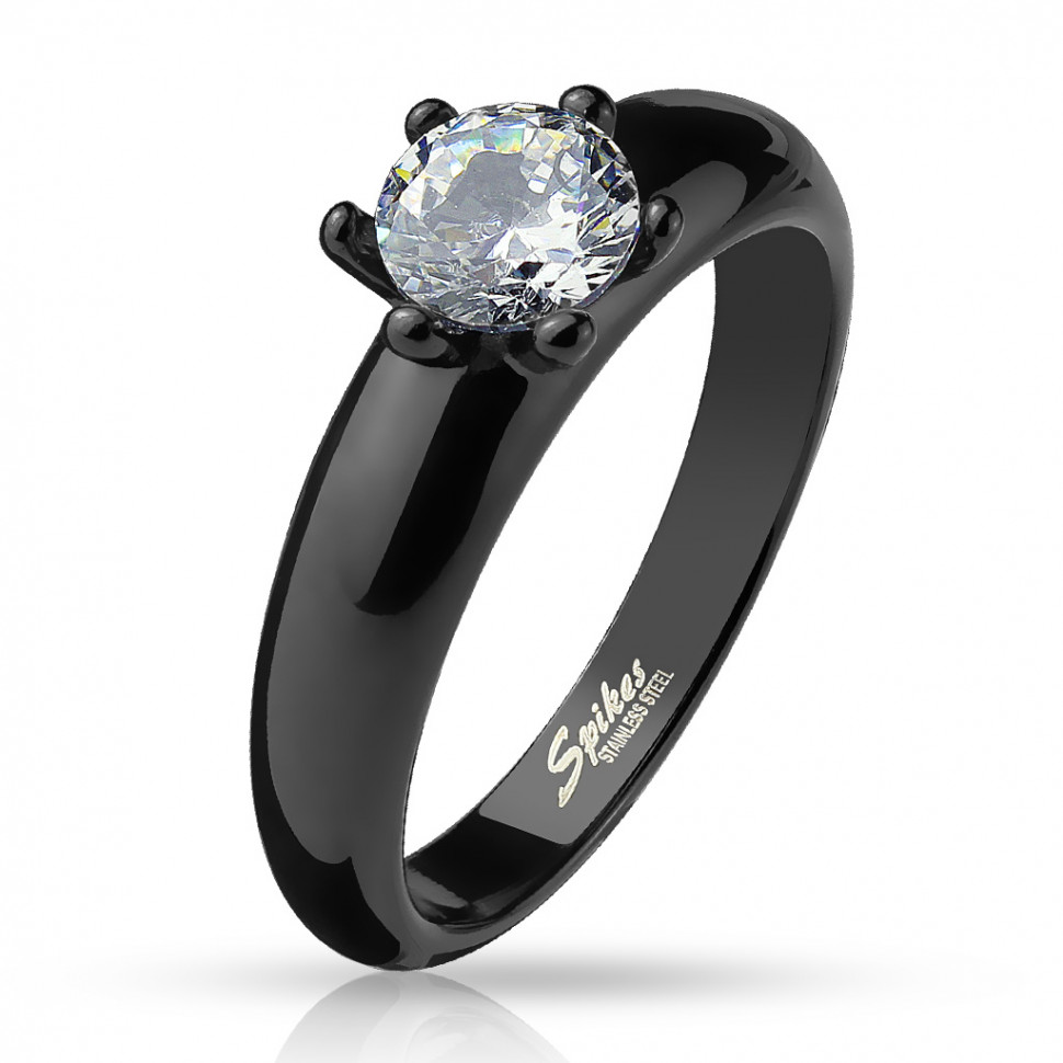 Купить кольцо  из стали Spikes R-M6010 с фианитом оптом от 530 руб.