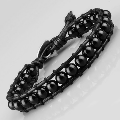 Купить браслет из черного оникса Everiot Select LNS-8003 плетеный с кельтским узлом оптом от 730 руб.