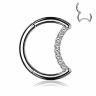Купить кольцо кликер месяц из титана с фианитами PiercedFish RHT65 серьга для пирсинга септума носа, брови, хряща уха, сосков, пупка оптом от 970 руб.