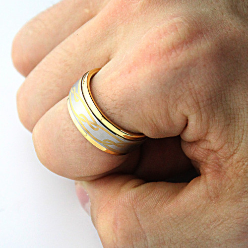 Купить кольцо из карбида вольфрама CARRAJI RTU-077 с орнаментом оптом от 960 руб.