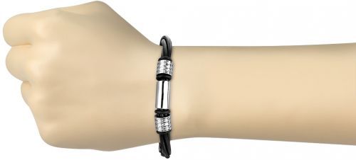 Купить мужской браслет из экокожи со стальными шармами TATIC SBL-0927K-2-ST черный оптом от 860 руб.