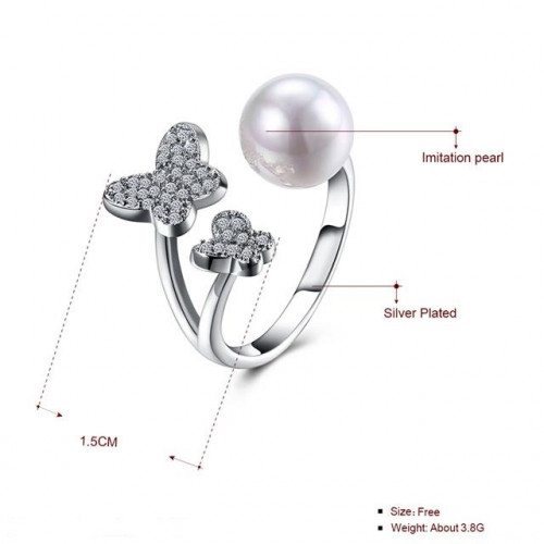 Купить незамкнутое кольцо Everiot RA-XP-14209 с искусственным жемчугом, регулируемое оптом от 600 руб.