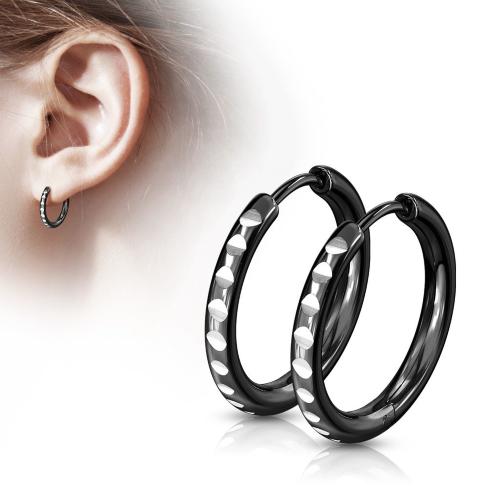 Купить черные серьги-кольца из стали TATIC SEH03K (разного диаметра) оптом от 550 руб.