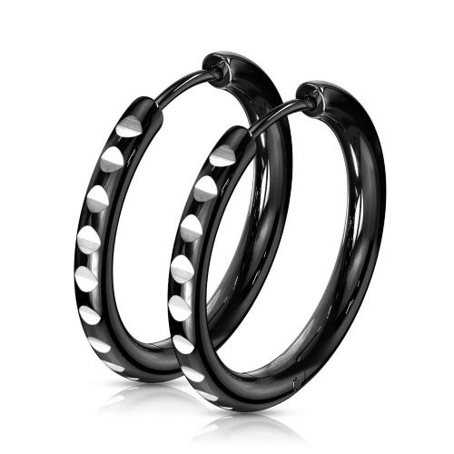 Купить черные серьги-кольца из стали TATIC SEH03K (разного диаметра) оптом от 550 руб.