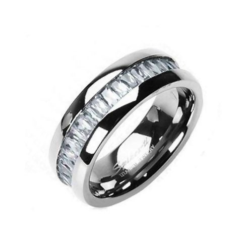 Купить кольцо из титана Spikes R-TI-0629 с дорожкой из фианитов оптом от 880 руб.