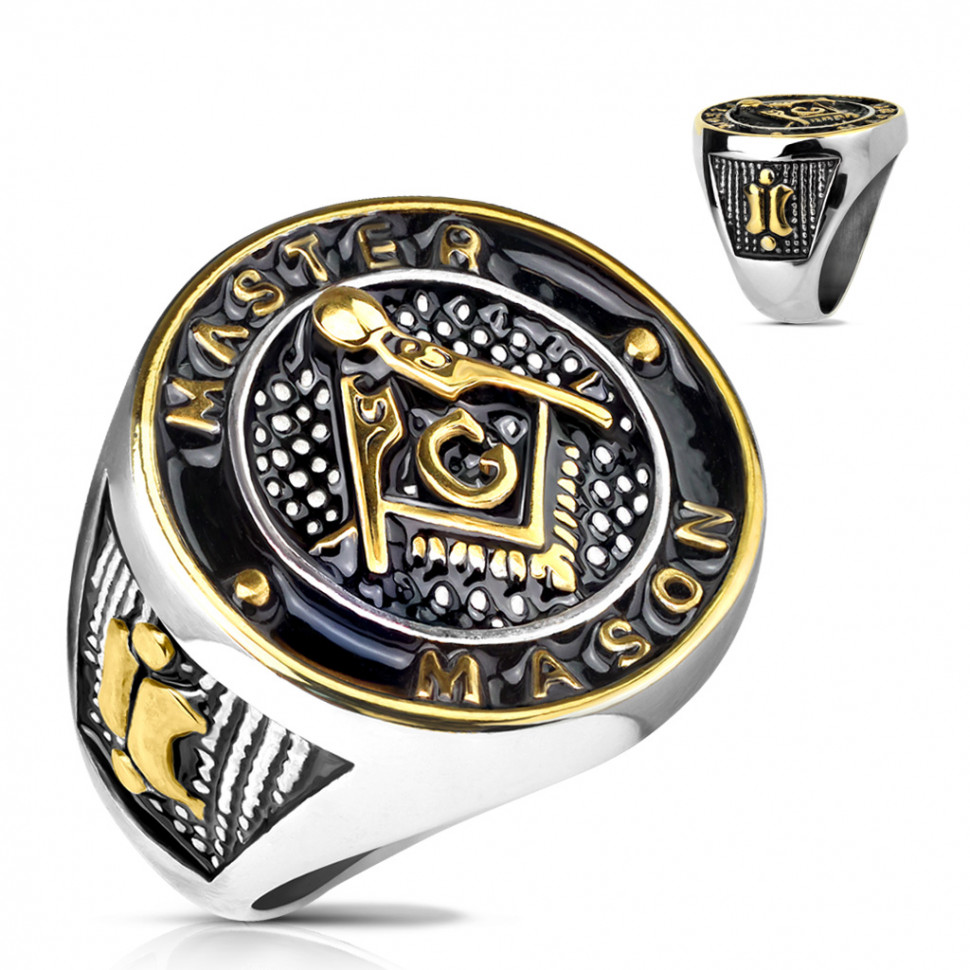 Купить перстень мужской из стали TATIC R-M5827 с масонской символикой оптом от 760 руб.