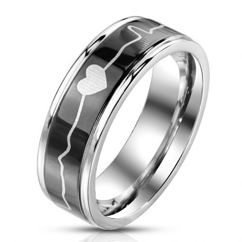 Купить кольцо из стали TATIC RSS-6810 с изображением кардиограммы сердца оптом от 500 руб.