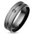 Купить черное мужское кольцо из стали с матовыми полосами и фианитом Spikes R-M7110 оптом от 430 руб.
