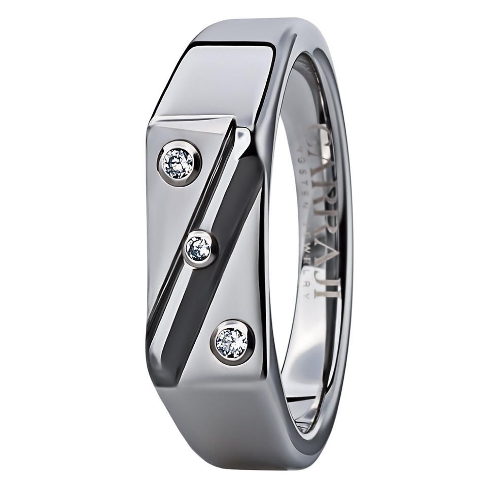 Купить мужское кольцо из карбида вольфрама CARRAJI R-TU-0097 с фианитами оптом от 1 490 руб.