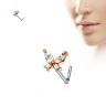 Купить серьга нострил (гвоздик) для пирсинга крыла носа PiercedFish NOL-611 с фианитами в форме бабочки оптом от 370 руб.