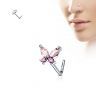 Купить серьга нострил (гвоздик) для пирсинга крыла носа PiercedFish NOL-611 с фианитами в форме бабочки оптом от 340 руб.