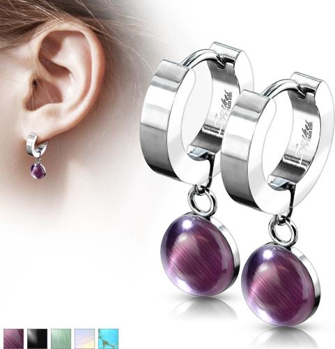 Купить серьги-кольца женские из стали Spikes SE3560S с натуральными камнями  оптом от 540 руб.
