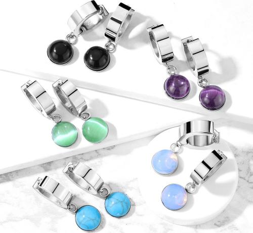 Купить серьги-кольца женские из стали Spikes SE3560S с натуральными камнями  оптом от 530 руб.