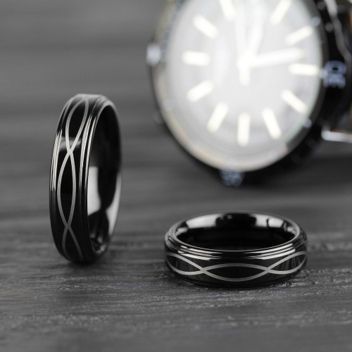 Купить кольцо из карбида вольфрама Lonti R-TU-0092 с черным покрытием оптом от 960 руб.