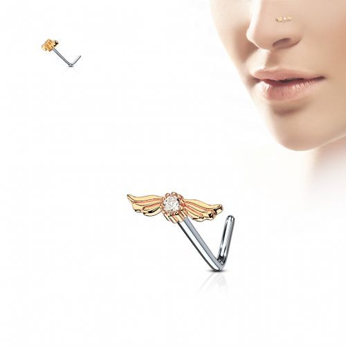 Купить серьга-гвоздик (нострил) для пирсинга крыла носа PiercedFish NOL-610 с фианитами оптом от 250 руб.