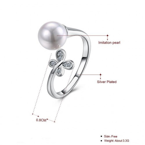 Купить незамкнутое кольцо Everiot RA-XP-14212 с искусственным жемчугом, регулируемое оптом от 570 руб.