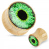 Купить плаг в ухо PiercedFish PWZ02 из дерева с принтом в форме глаза оптом от 470 руб.