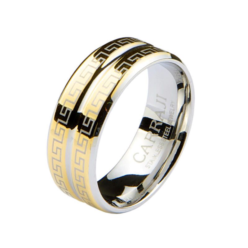 Купить мужское кольцо из стали CARRAJI RST042 с узором меандр оптом от 550 руб.