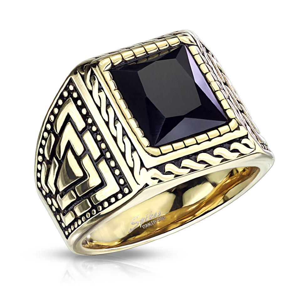 Купить мужской перстень из стали с имитацией черного оникса Spikes R-M7159 оптом от 880 руб.