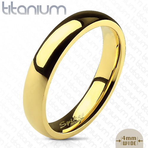 Купить титановое кольцо (обручальное) Spikes R-TI-4383 цвета желтого золота оптом от 520 руб.