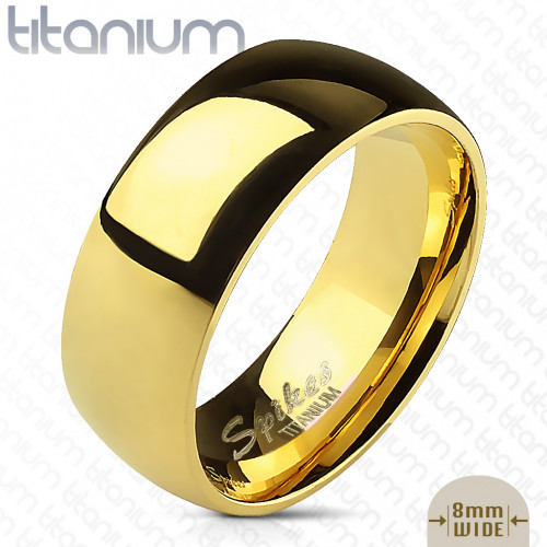 Купить титановое кольцо (обручальное) Spikes R-TI-4383 цвета желтого золота оптом от 520 руб.