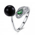 Купить незамкнутое кольцо Everiot RA-XP-14215 с черным жемчугом и фианитами оптом от 560 руб.