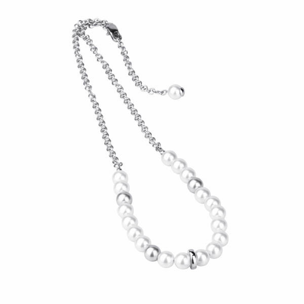 Купить ожерелье Everiot AAB-350NSS с жемчужинами и серебристыми бусинами оптом от 1 620 руб.