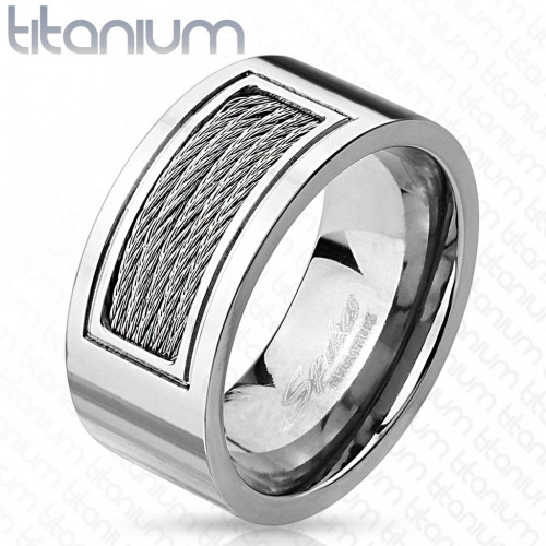 Купить мужское кольцо из титана Spikes R-TI-4402 с декором в виде тросов оптом от 760 руб.