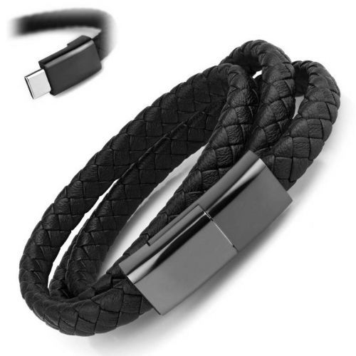 Купить мужской браслет-кабель USB type-C Everiot CB-MJ-0002-typeC из кожи оптом от 990 руб.