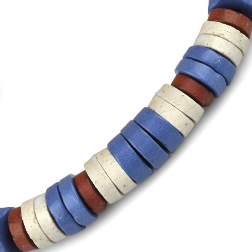 Купить браслет с бусинами из кости Everiot VD-MJ-1817 красно-синий с белыми бусинами оптом от 430 руб.