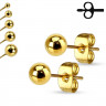 Купить серьги-гвоздики в форме шариков TATIC SSEB-GD от 2 до 7 мм, цвета желтого золота оптом от 400 руб.