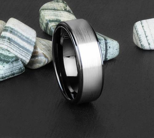 Купить мужское кольцо из тистена (титан-вольфрама) Tisten R-TS-029 с черным покрытием  оптом от 1 490 руб.