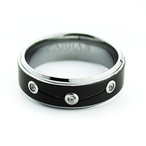 Купить кольцо мужское из карбида вольфрама CARRAJI RTU-108 с фианитами оптом от 1 380 руб.