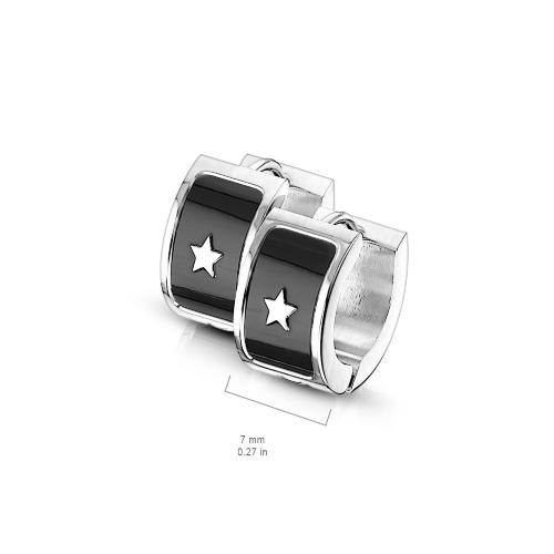 Купить круглые серьги из стали со звездой и черной эмалью Spikes SE3533 оптом от 430 руб.