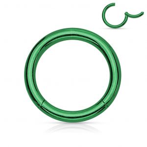 Зеленое кольцо кликер из стали PiercedFish PC3-G серьга для пирсинга септума, трагуса и хеликса, брови, губ, сосков, пупка (от 6 мм до 12 мм)