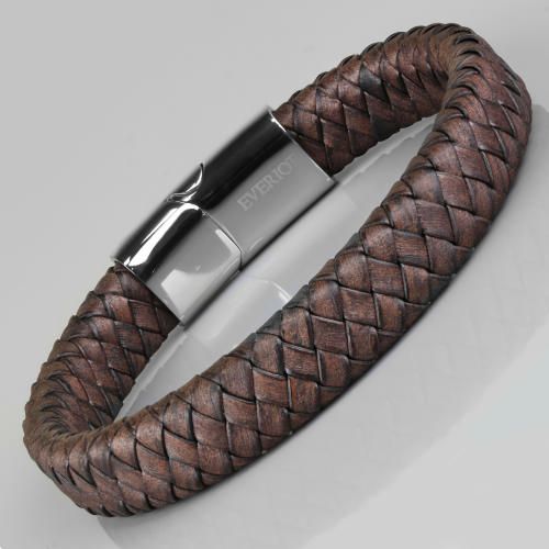 Купить мужской плетеный браслет из коричневой кожи Everiot Select LNS-5012 оптом от 640 руб.