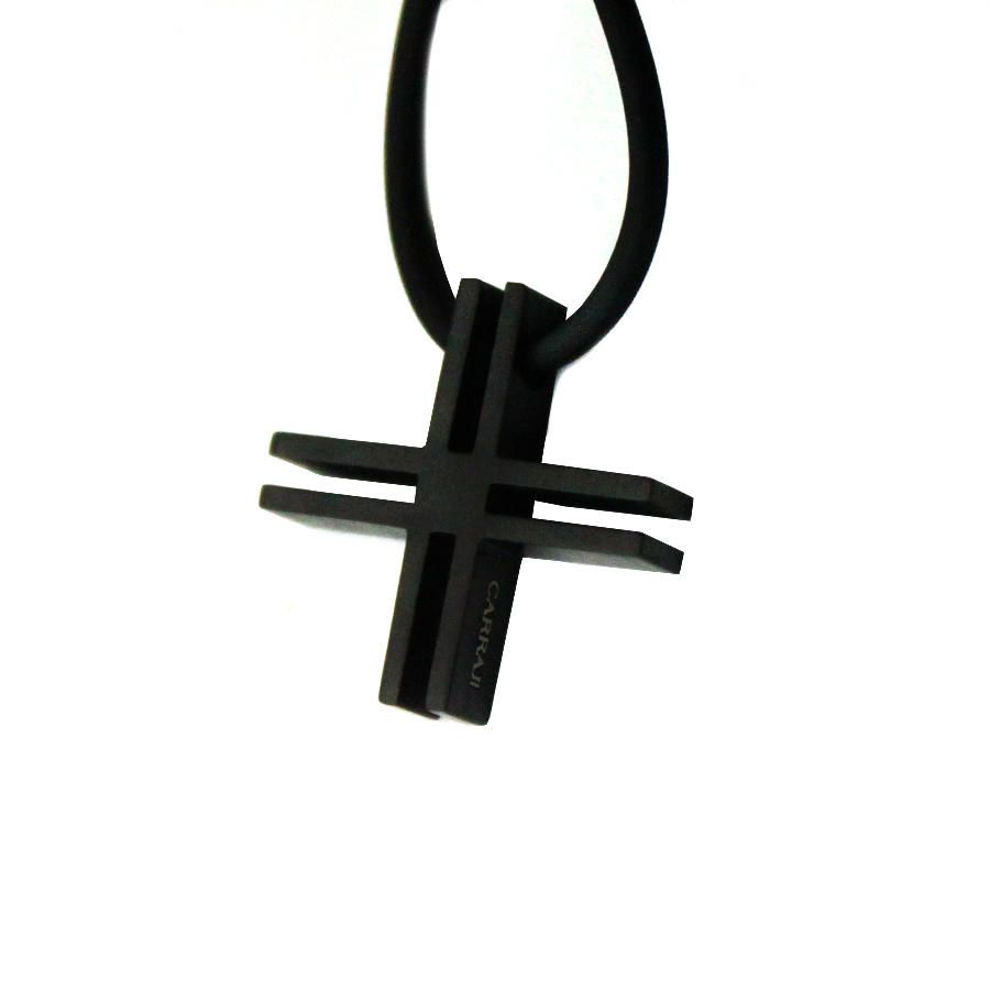 Купить мужской черный крест из стали Everiot PST130 на каучуковом шнурке оптом от 870 руб.