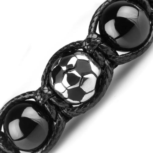 Купить мужской браслет Шамбала с агатом и шармами в форме футбольных мячей Everiot Select LNS-2121 оптом от 1 080 руб.