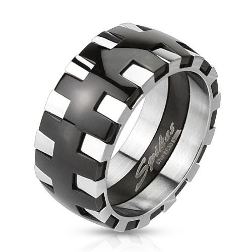 Купить мужское кольцо из стали Spikes R-M2814 двойное, двухцветное оптом от 750 руб.