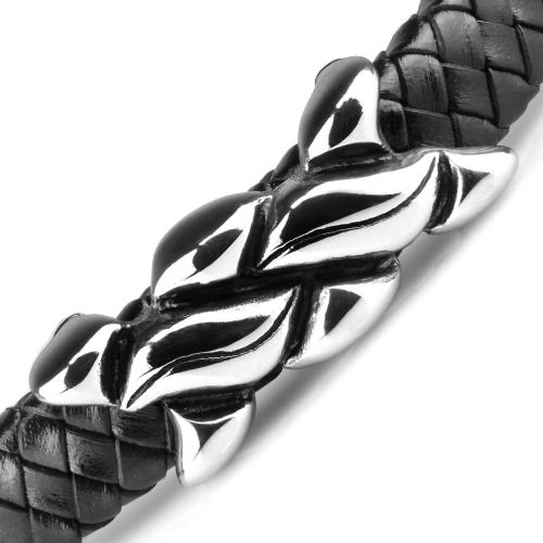 Купить мужской плетеный браслет из черной кожи Everiot Select LNS-5013 оптом от 1 070 руб.