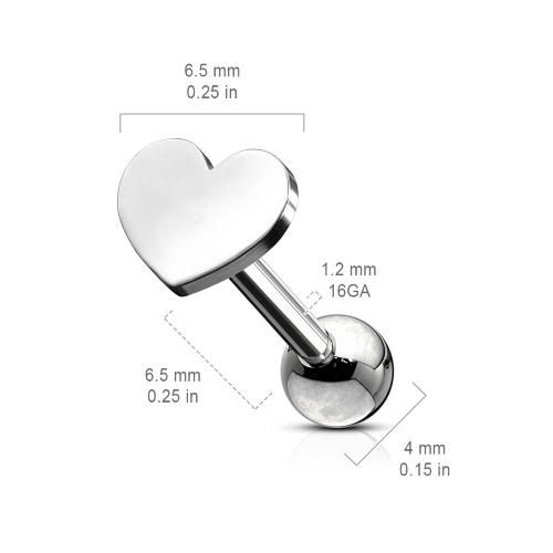 Купить микроштанга (серьга) 1,2 мм из стали для пирсинга хряща уха, хеликса PiercedFish JA04 в форме сердца оптом от 280 руб.