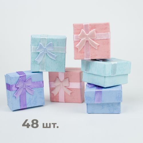 Купить набор 48 шт. подарочная коробочка 48/BOX-108 (3,5х3,5 см) квадратная с бантом оптом от 1 300 руб.