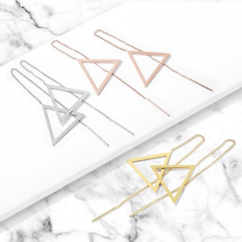 Купить женские серьги-протяжки из стали TATIC SE3650 в форме треугольника оптом от 470 руб.