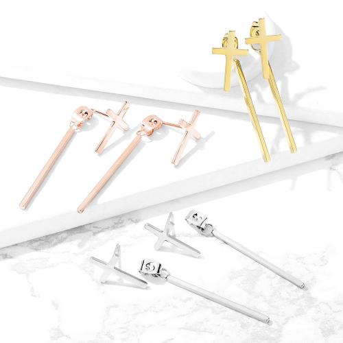 Купить женские стальные серьги "Кресты" с подвесками-палочками TATIC SE3623 оптом от 520 руб.