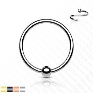 Серьга кольцо из титана с несъемным шариком PiercedFish T23RF1 для септума, трагуса и хеликса, брови, губ, пирсинга смайл (диаметр от 8 мм до 10 мм)