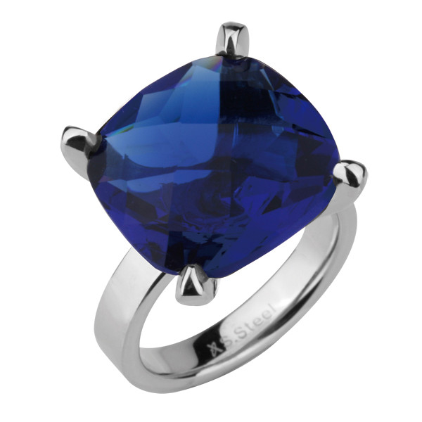 Купить женское кольцо из стали Everiot AAB-623RSSBL с синим кристаллом оптом от 1 300 руб.