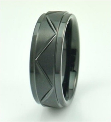 Купить мужское кольцо из вольфрама CARRAJI TU-110 с узором зиг-заг оптом от 890 руб.