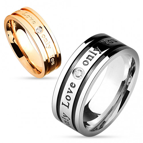 Купить кольцо из стали TATIC R-M4582 для влюбленных с фианитом оптом от 440 руб.