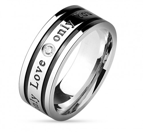 Купить кольцо из стали TATIC R-M4582 для влюбленных с фианитом оптом от 440 руб.