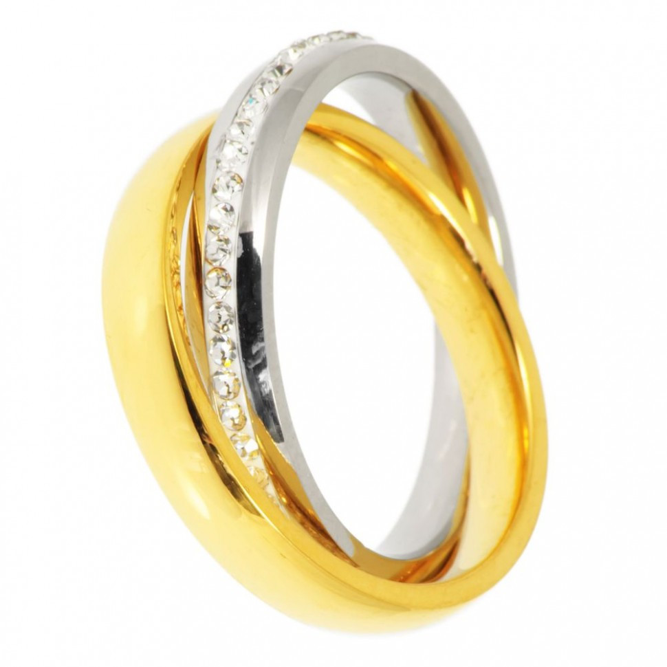 Купить женское двойное кольцо из стали Soul Stories R-0229309 с фианитами оптом от 710 руб.